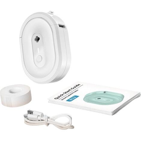 Longziming - Imprimante d'étiquettes sans fil - Étiqueteuse thermique - Compacte et rechargeable - Impression rapide - Contrôle par application - Mini-imprimante portable - Blanche