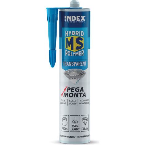 INDEX A PERFECT FIXING - MSTR290 [MS-TR] Adesivo e sigillante trasparente su base polimerica ibrida MS, per guarnizioni invisibili, Cartuccia da 290 ml (1/2)