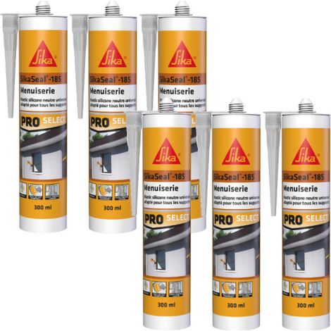 6er-Set Silikondichtmasse SIKA Sikaseal-185 Schreinerei - Transparent - 300ml