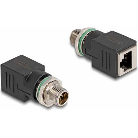 Delock M12 / RJ45 réseau informatique Adaptateur [1x M12 mâle - 1x RJ45 femelle] noir (1/3)