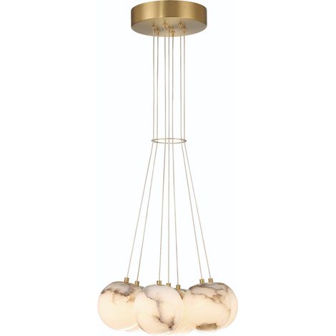 Lampadario moderno ottone sfere alabastro LED 7W Kepler (1/5)