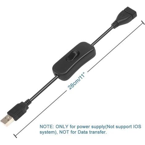 2-teiliges USB-Kabel (Stecker auf Buchse) mit Ein-/Ausschalter, integrierter USB-Verlängerungsschalter für Dashcam, LED-Schreibtischlampe, USB-Ventilator, LED-Streifen (1/4)