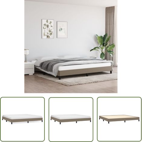 The Living Store Cadre de lit sans matelas taupe 200x200 cm tissu - Cadre De Lit - Lit Double - Lit Taupe - Literie - Meuble Chambre (1/5)