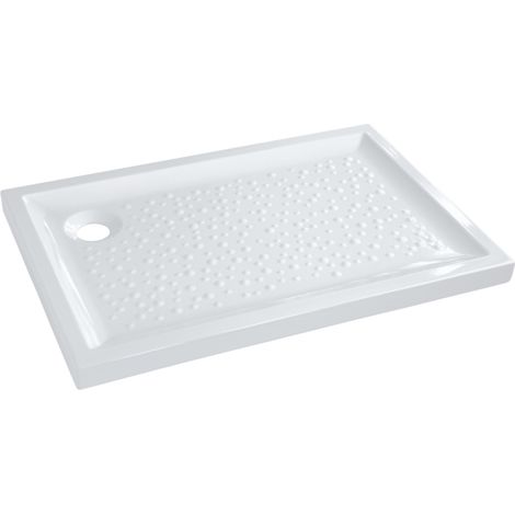 Allia – Receveur de douche à carreler rectangulaire 1200x800x70 mm – Fond antidérapant – Installation à poser – Grès blanc alpin