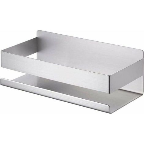 Étagère de salle de bain non percée, étagère douche inox SUS304, étagère murale adhésive 23 cm brossé (1/4)