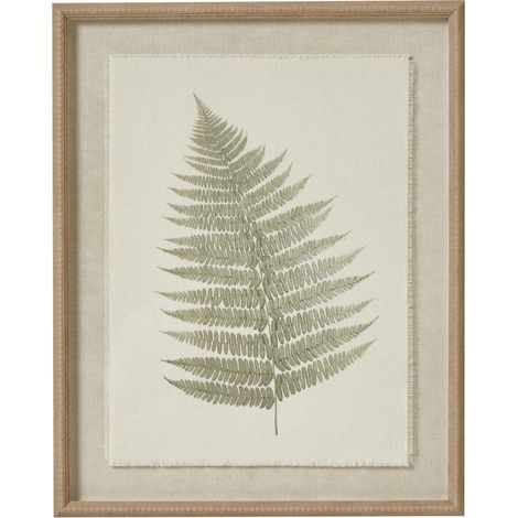 Bracken Art on Texture-Torn Paper with Beaded Frame - Glass/Wood - L2 x W40 x H50 cm