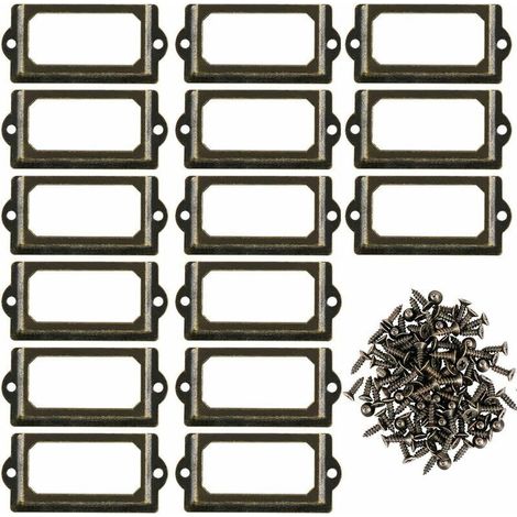 Lot de 30 supports d'étiquettes en métal pour meubles, tiroirs, armoires, cartes, plaques nominatives, cadres avec vis pour bureau, bibliothèque, étagère, bronze, M 70 x 33 mm (1/5)