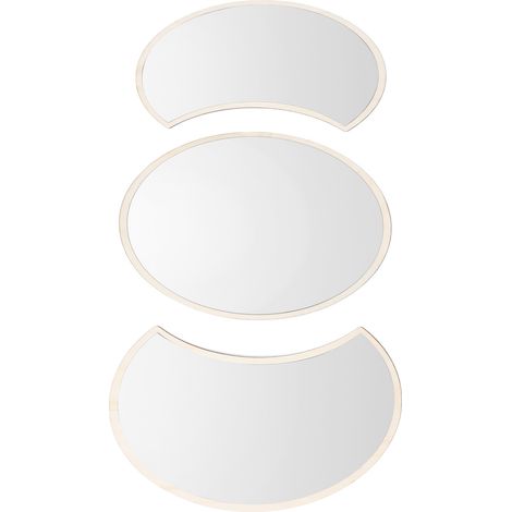 Miroir lune acrylique avec cadre, autocollant mural pour salon, décoration fond lune, lot de 3 pièces argent (emballage carton) (1/5)