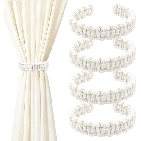 Lot de 4 embrasses de rideaux tissés, style bohème, pour chambres, bureaux et salons. (1/5)