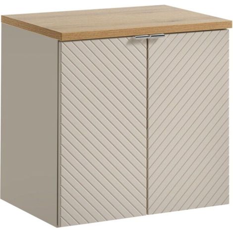 Badezimmer-Set AOKI: Waschbeckenunterschrank mit Schränken 60 cm + Eichenwaschtisch