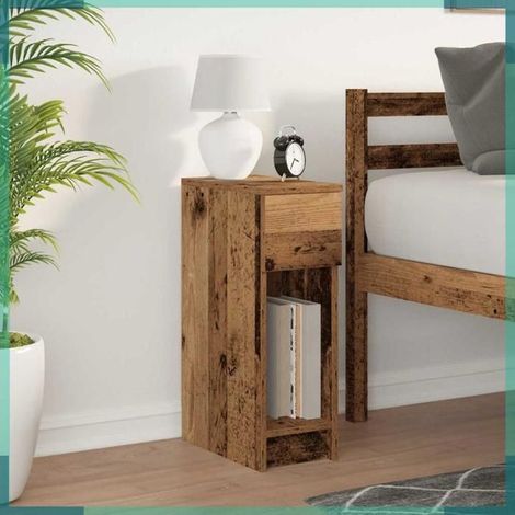 Table de chevet - 858709 - vieux bois - 1 tiroir - 20 x 36 x 60 cm (1/5)