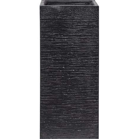 Maceta alta de arcilla para jardín 26 x 26 x 60 cm negra resistente a los rayos UV Dion