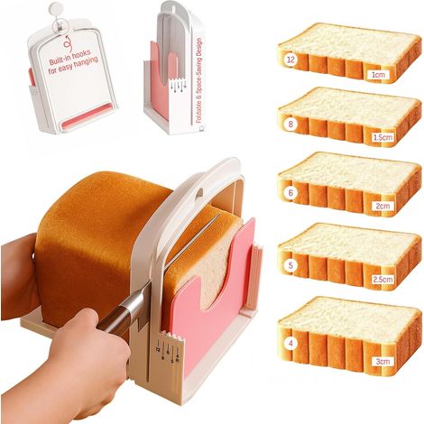 Trancheuse réglable pour pain maison, conception pliable, 5 réglages d'épaisseur, pour toasts, bagels et sandwichs.-AquaForge (1/5)