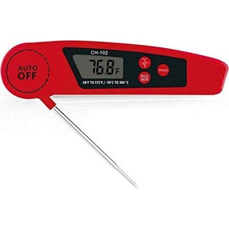 Thermomètre à viande à lecture instantanée pour la cuisson, thermomètre numérique rapide et précis avec rétroéclairage, étalonnage et sonde pliable pour la friture, le barbecue et la rôtisserie (1/4)
