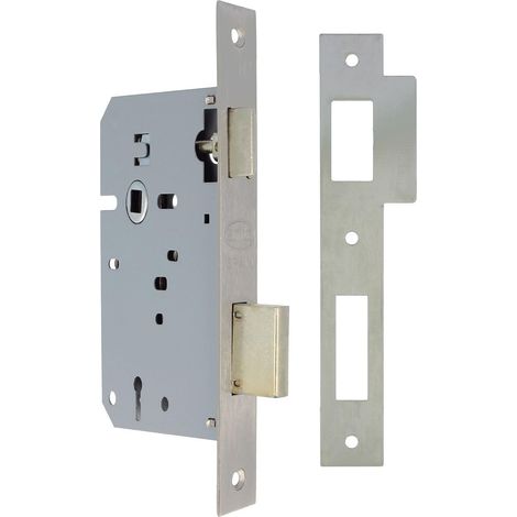 Serrure à mortaise Entrée 60/68 mm Serrure pour portes en bois Avec Gorja Key sur Square Edge Clé vierge Acier inoxydable mat (1/5)