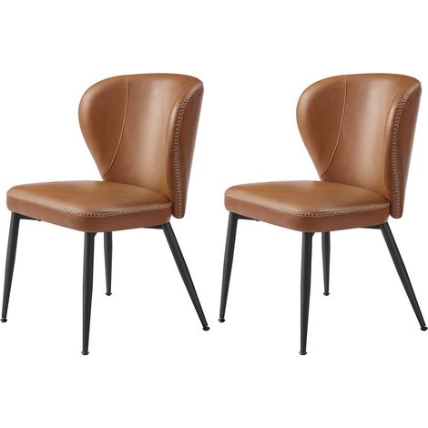 VASAGLE EKHO Collection - Chaise de Salle à Manger, Lot de 2, Chaise de Cuisine Tapissée, PU avec Coutures, Moderne Mi-siècle, Salon, Salle de Réception, Restaurant, Marron (1/5)