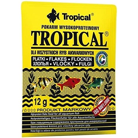 Alimento ad alto contenuto proteico per pesci d'acquario, 12 g, per pesci tropicali.