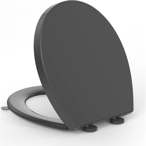 Abattant WC Forme O PP Fermeture Douce Gabarit inclus, Gris (1/5)