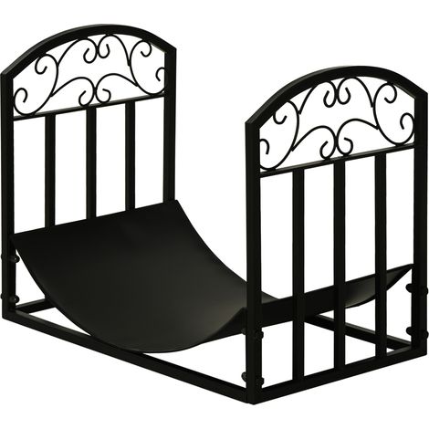 Portalegna metallo interno esterno ripiano curvo 60kg legna nero 60.5x36x46.5cm