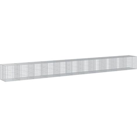 Gabbione recinto a gabbia muro di contenimento con coperchio 1100 x 100 x 100 cm ferro zincato argento 020040121