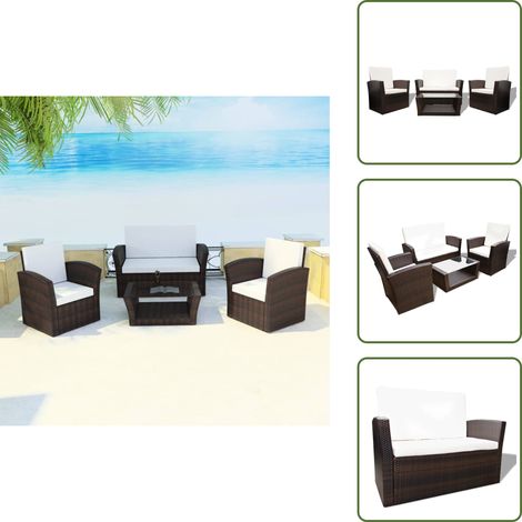 Poltrone da giardino - vidaXL Set Divani da Giardino 4 pz con Cuscini in Polyrattan Marrone - Cuscini per seduta