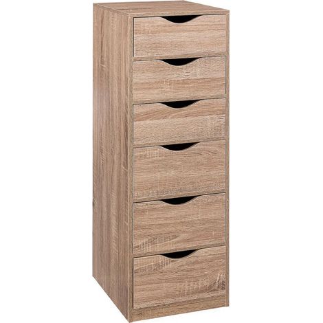 Caisson bureau, chiffonnier de bureau avec 6 tiroirs en panneaux de particules - Longueur 38 x Profondeur 33 x Hauteur 100 cm -PEGANE- (1/4)
