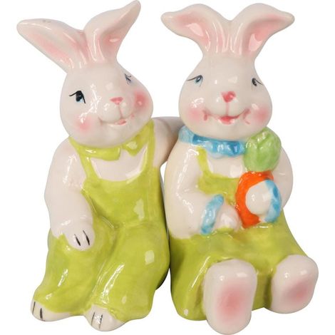 Set aus Keramik-Salz- und Pfefferstreuern in Form von Osterhasen
