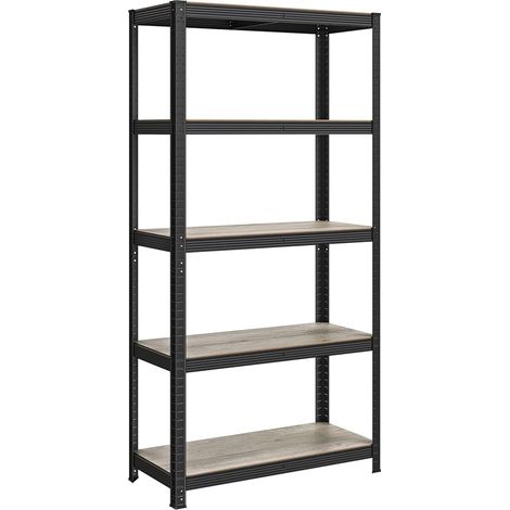 SONGMICS Rayonnage Étagère de Rangement à 5 Niveaux, 40 x 90 x 180 cm, Capacité 875 kg, Planches Réglables, Style Industriel, pour Cuisine, Salon, Grège et Noir (1/5)
