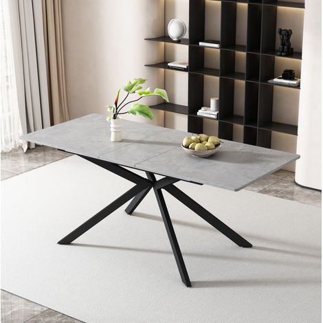 MEUBLIV Ausziehbarer Tisch 180x70 cm Schwarz und Grau – Kreuzdesign (1/5)