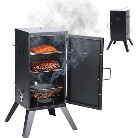 Wood fired steel smoker black - 2 level cooking 229384414 229384414 (1/5)