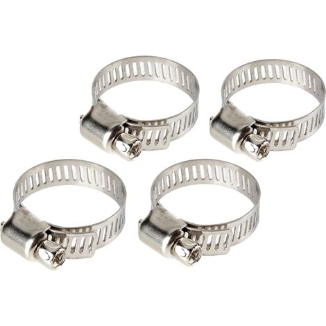 Fascette stringitubo in acciaio inox - set 4 pz - ↔ 8 mm - Ø 14-27 mm (1/2)