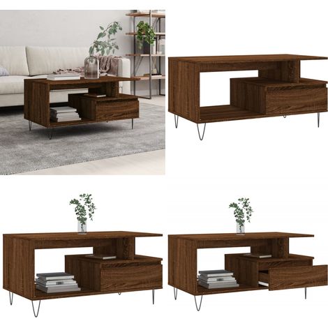 Couchtisch Braun Eichen-Optik 90x49x45 cm Holzwerkstoff - Couchtisch - Wohnzimmerstil - Eiche Optik - Holzmöbel - Holzwerkstoff - Home & Living (1/5)