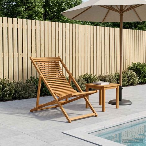 vidaXL Deck Chair 3 Position Solid Eucalyptus Wood Natural (1/5)