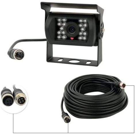 HOXILEELEO - Fotocamera 12-24 V a 4 pin con 18 LED infrarossi visione notturna, impermeabile, 4-pin, cavo per auto/camion/bus/roulotte/caravan/camping-car (1/5)