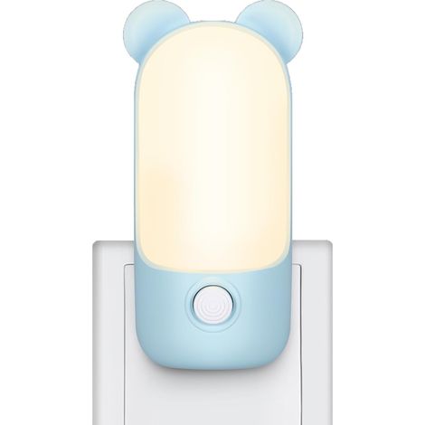 Luz de noche infantil, luz LED enchufable para dormitorio, decoración nocturna con 2 modos para escaleras, pasillos y cocinas (azul) (1/5)