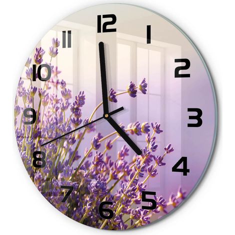 Horloge Murale Ronde Cuisine en Verre Silencieuse Design Moderne Décorative Lavande fi 30 cm (1/5)