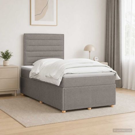 vidaXL Lit boxspring avec matelas Taupe 120 x 190 cm Tissu (1/5)