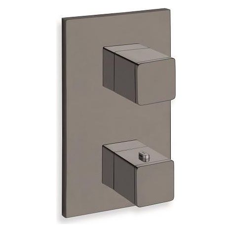 FACADE EXTERNE QUADRI LAITON THERMOSTATIQUE 2 SORTIES CHROME NOIR BR - CRISTINA ONDYNA XQ85272 (1/2)