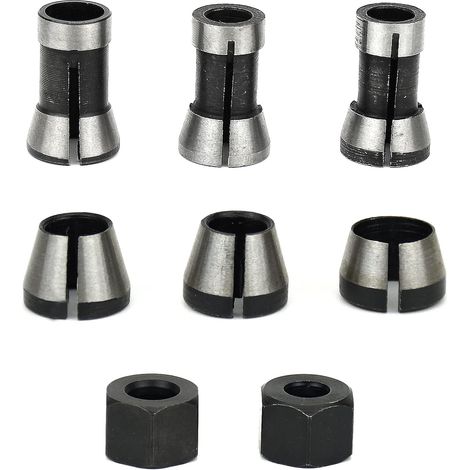 EASYCOMFORT Mandrin de Fraiseuse - Lot de 6, Collet Mandrin Affleureuse (6 mm, 6.35 mm, 8 mm), Pince de Serrage Defonceuse, Adaptateurs de Pince (1/5)