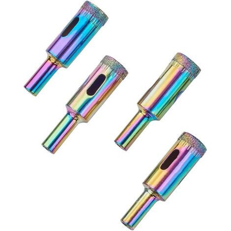 ALLIANDISLot de 4 forets de scie-cloche en acier au carbone pour verre, porcelaine, carrelage, céramique, marbre, granit - 14 mm (1/4)