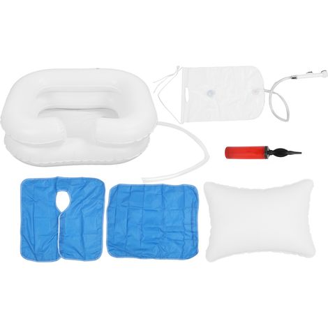 Kit lavage cheveux gonflable pour lit, bassin de shampoing portable avec pommeau douche et sac d'eau, idéal pour personnes âgées et alitées. (1/5)