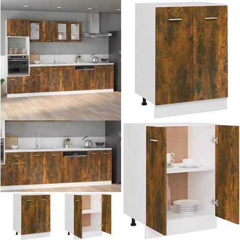 Armoire de plancher Chêne fumé 60x46x81,5 cm Bois d'ingénierie - Meuble De Cuisine - Armoire De Cuisine - Rangements Cuisine - Meuble Rangement - Étagères Cuisine - Home & Living (1/5)