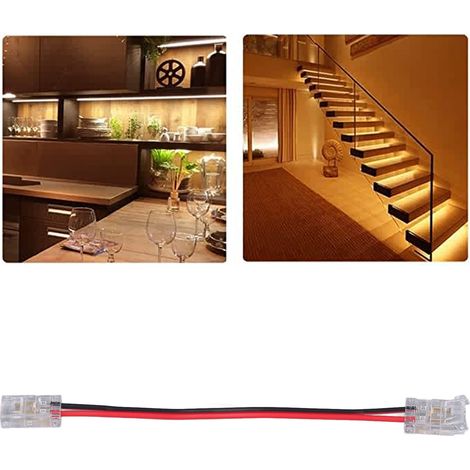 Connecteur pour bande LED COB à 2 broches, clip sans fil de 8 mm, adaptateur DIY avec câble, connexion sans soudure, rallonge de connexion pour bandes LED (1/5)