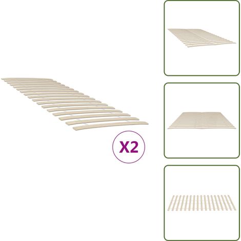 The Living Store Sommiers à lattes avec 34 lattes 2 pcs 70x200 cm - Lit Plateforme - Sommier Bois - Sommier Pliable - Lit Double - Cadre Lit (1/5)
