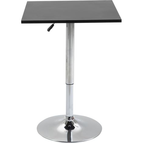 Mesa alta regulable en altura 360° giratoria 60 x 60 cm negro y plata (1/5)