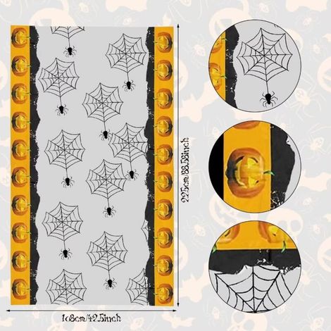 Tovaglia di Halloween, rettangolare, ragnatela, zucca di Halloween, decorazione per la tavola di Halloween (1/4)