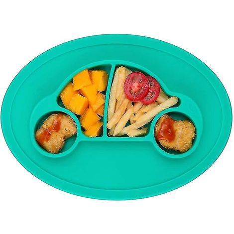 Assiette pour enfants, dessous de plat antidérapant en silicone, sans BPA, avec ventouse pour plateaux de chaises hautes (1/5)