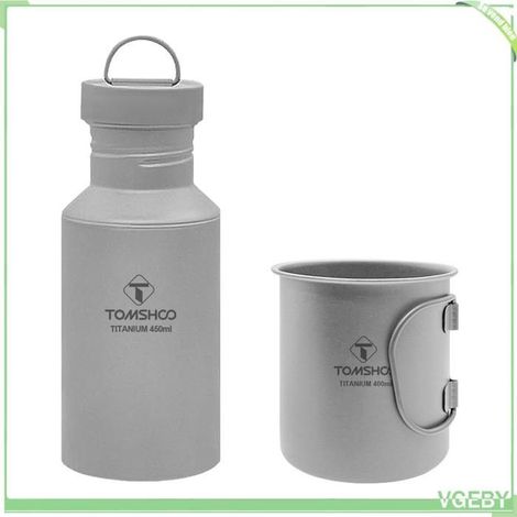 Ensemble bouteille d'eau Ti + tasse de voyage - FAFEICY - Fafeicy - 450 ml - tasse 400 ml - titane biomédical (1/5)