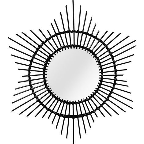Specchio da parete Aina in rattan nero stile Boho (1/2)