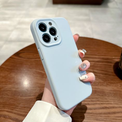 Coque pour iPhone (Bleu clair (magnétique), Apple 14 Pro), silicone liquide, résistante aux chutes, fixation magnétique MagSafe.